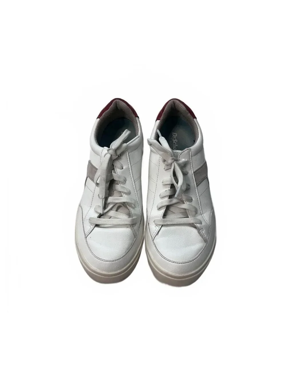 Dr. Scholl's Madison Lace White Leather Sneakers 7.5 M Comfort Retro Court Shoe